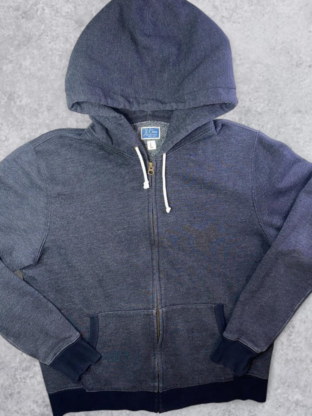 J. Crew Navy Vintage Fleece Zip Up Hoodie Size Large